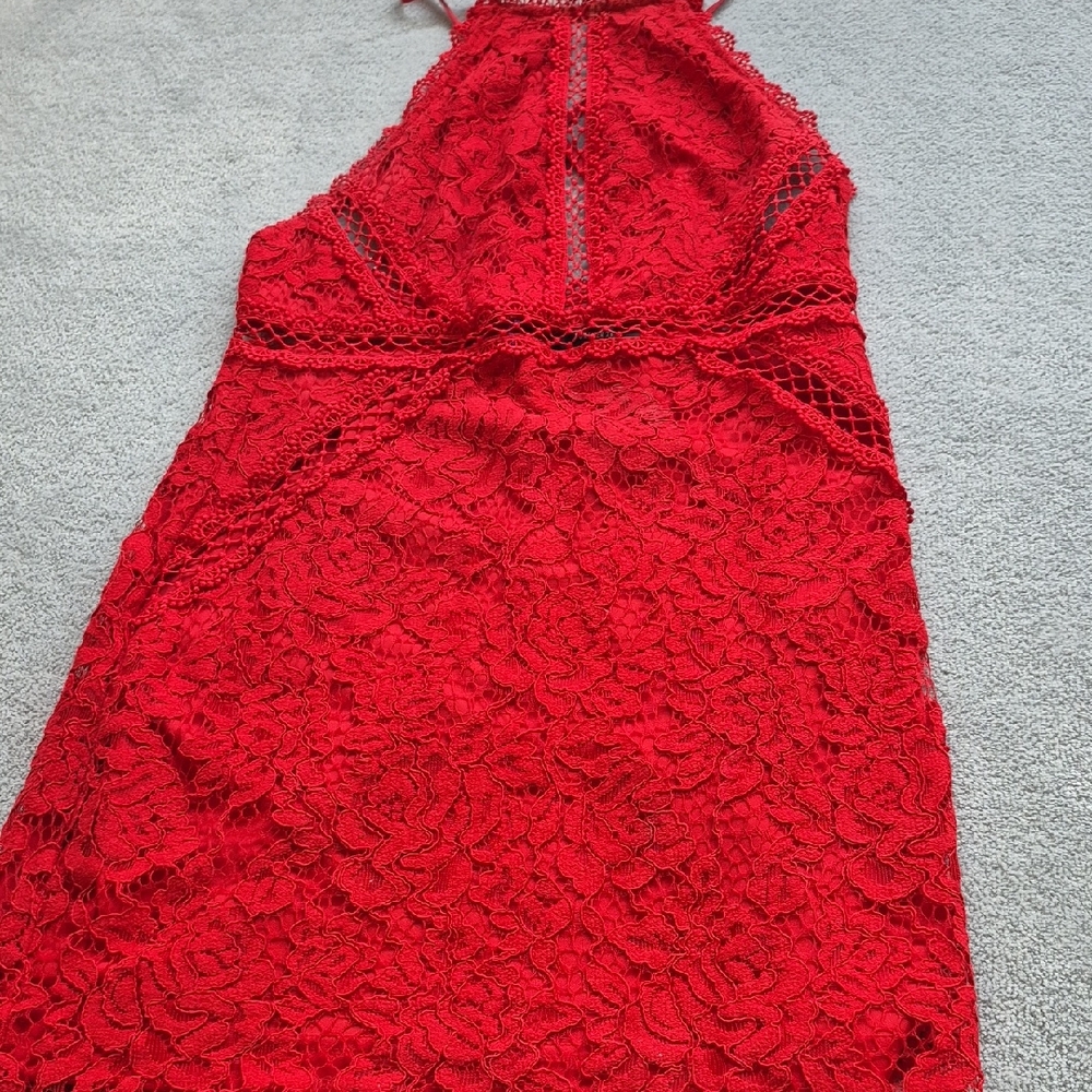 Forever 21 Vibrant Red Lace Top